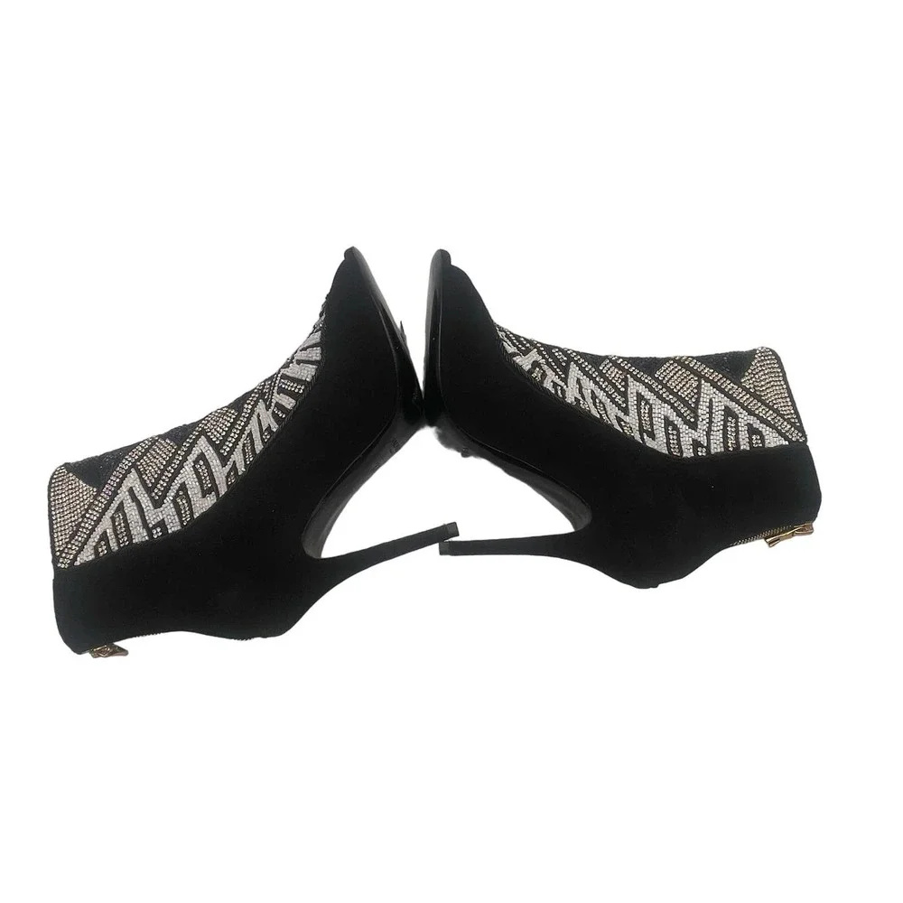 Balmain x H&M Peep-Toe Crystal Beaded Heel Boots Sz Eu 39 / US 8 - Picture 13 of 16